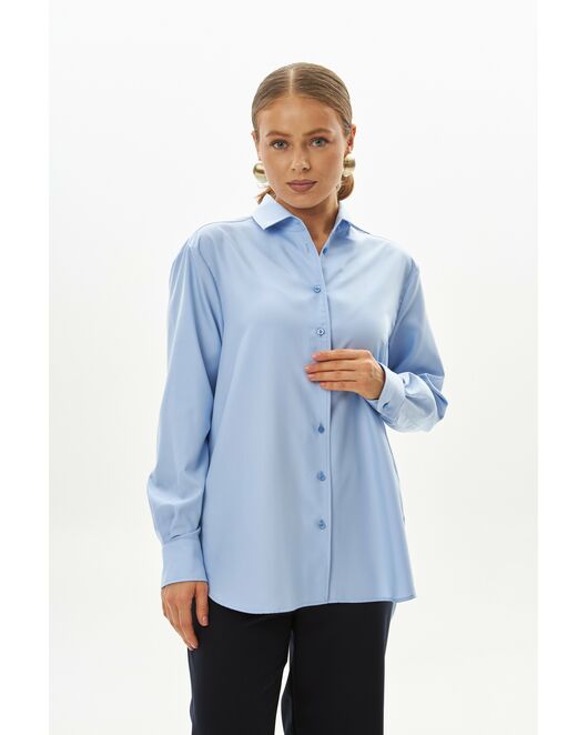 Женская рубашка голубая из бамбука-9043 от byME 