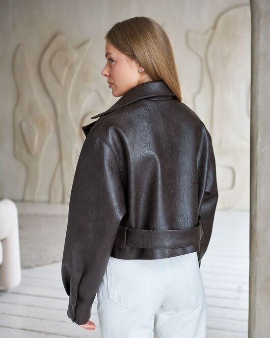 Куртка из экокожи коричневая от  