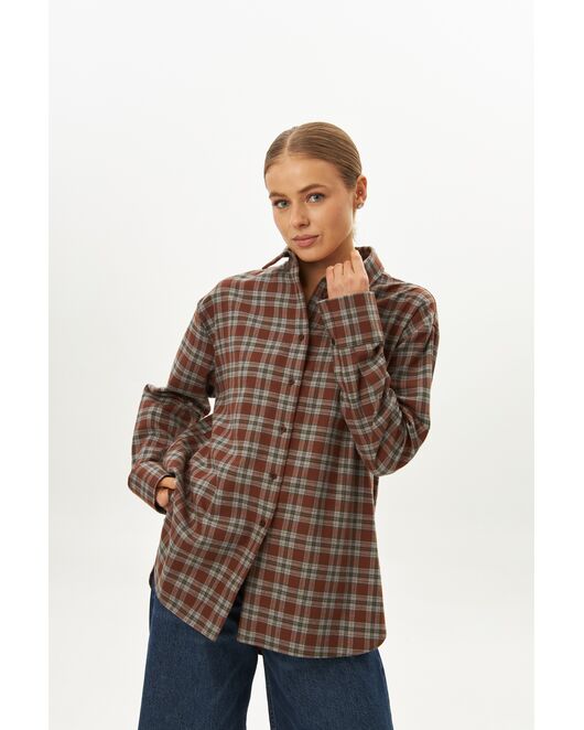 Женская рубашка в клетку фланелевая 9069 от  