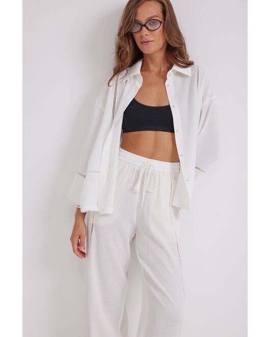 Рубашка из струящейся ткани с тесьмой DAV-9592.1 от  