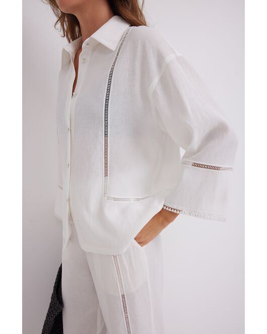 Брюки из тонкой струящейся ткани со вставками тесьмы DAV-9592.1.2 от  