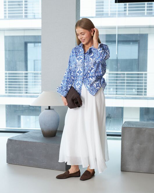 Женская рубашка из хлопка с принтом гжель-8805 от  