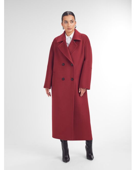 Пальто из шерсти Мериноса Ворс*** цвет красный -A087 от Doroteya 