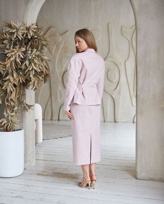 Жакет из хлопка и льна в розовом цвете J4-WS2657-05 от byME 