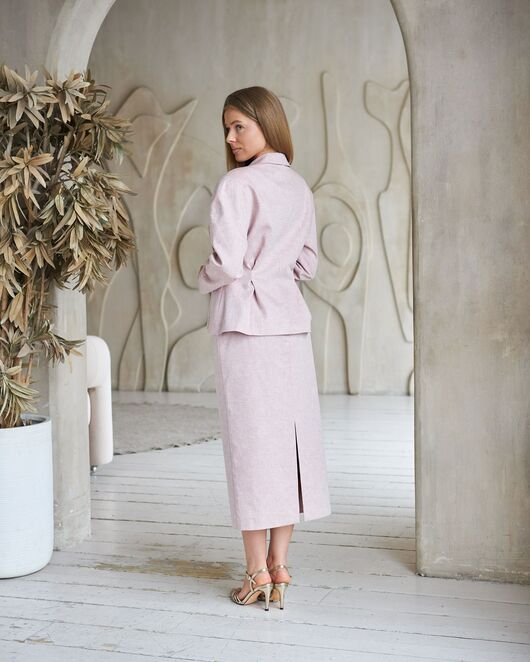 Жакет из хлопка и льна в розовом цвете J4-WS2657-05 от byME 