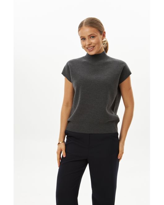 Топ из шерсти мериноса тонкой вязки и шелка Mulberry темно-серый от  