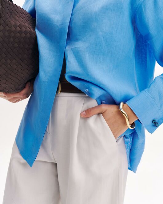 Женская рубашка из льна синяя 9104 от byME 