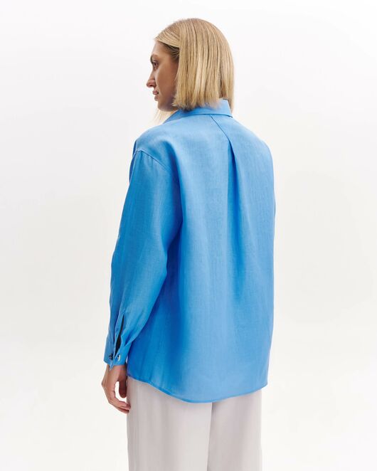 Женская рубашка из льна синяя 9104 от byME 