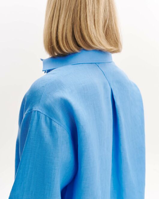 Женская рубашка из льна синяя 9104 от byME 