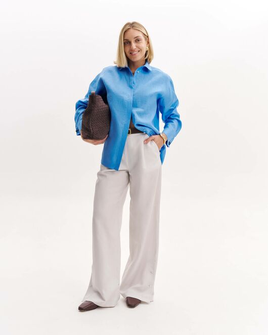 Женская рубашка из льна синяя 9104 от byME 