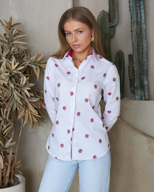 Женская рубашка в полоску с красными болгарскими перцами 9080 от byME 