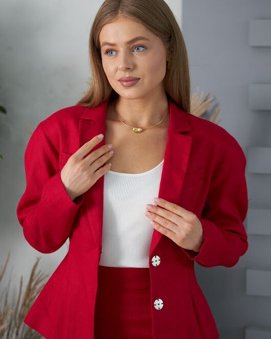 Жакет изо льна в красном цвете J4-L8154-65 от  