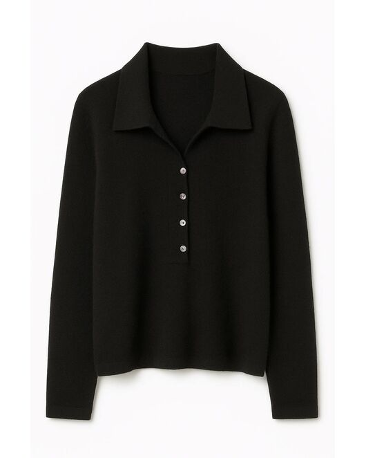 Джемпер с воротником-поло из кашемира чёрный -01B10020 от ByME 