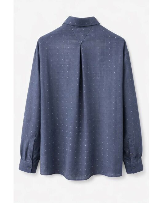 Женская темно-синяя рубашка из хлопка в горошек 9099 от byME 