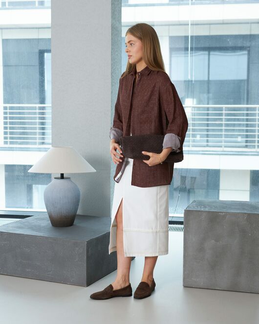 Женская темно-коричневая рубашка из хлопка в горошек 9098 от byME 