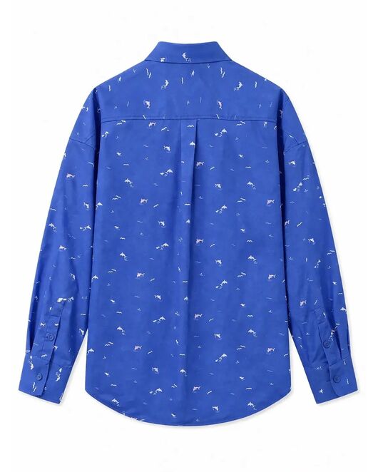 Женская рубашка белые дельфины на голубом 9106 от byME 