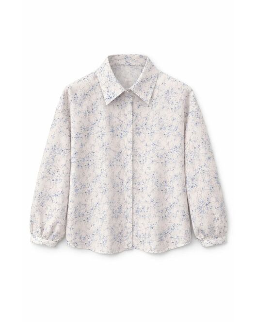 Женская рубашка голубые цветы на розовом 9109 от byME 