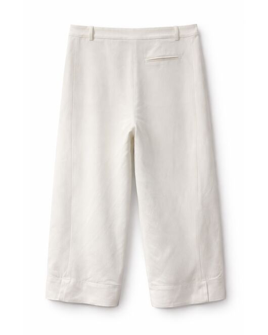 Брюки  молочные изо льна с вискозой   с добавлением лиоцела Y265414 от  