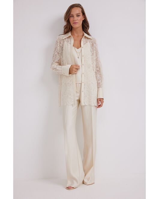 Рубашка из ажурной сетки с вышивкой и пайетками DAV-9578 от  