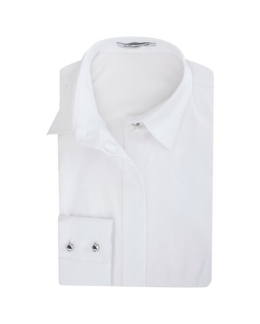 Женская рубашка под пуговицы белая хлопок эластан - 7284 от DoubleCuff 