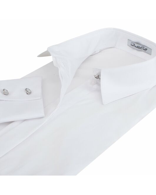 Женская рубашка под пуговицы белая хлопок эластан - 7284 от DoubleCuff 