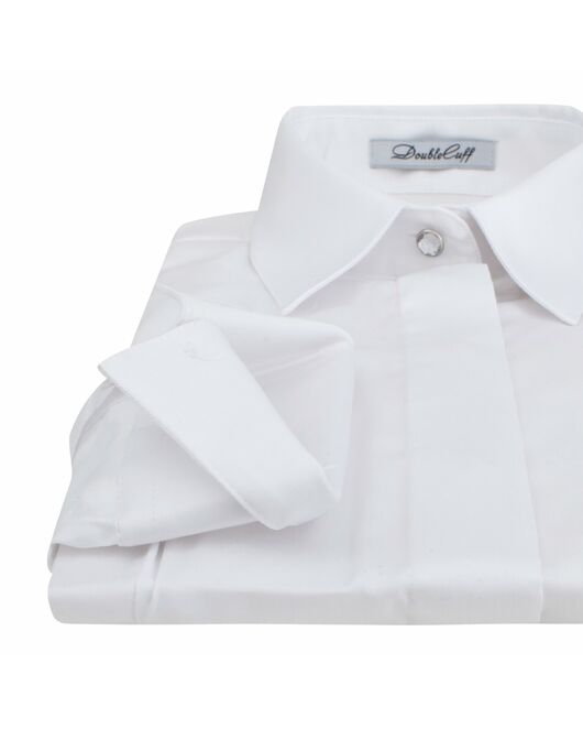 Женская рубашка под пуговицы белая хлопок эластан - 7284 от DoubleCuff 