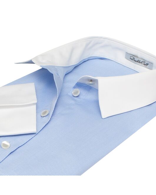 Рубашка женская голубая с белыми манжетами и воротником - 7521 от DoubleCuff 