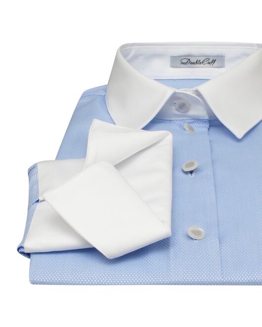 Рубашка женская голубая с белыми манжетами и воротником - 7521 от DoubleCuff 