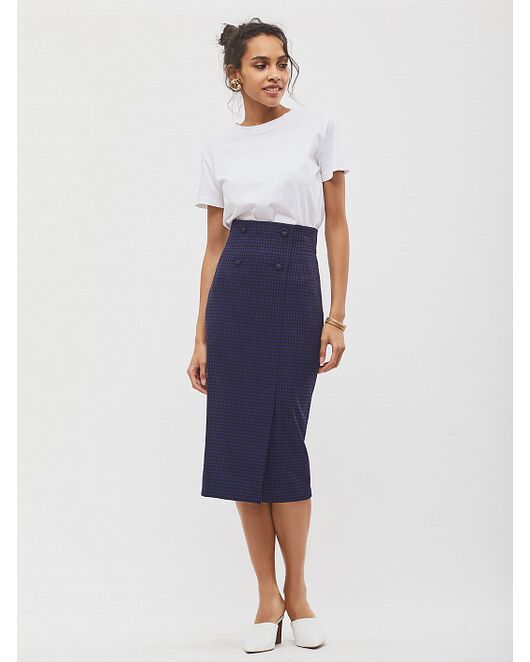 Юбка-карандаш миди с узором гусиная лапка от byME 