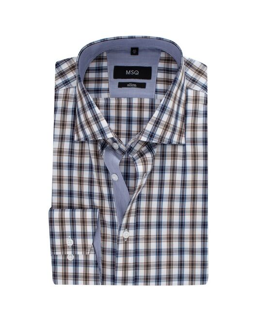 Мужская рубашка в крупную клетку сине-коричневого цвета - 22809 от MSQ 
