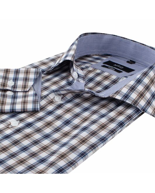 Мужская рубашка в крупную клетку сине-коричневого цвета - 22809 от MSQ 