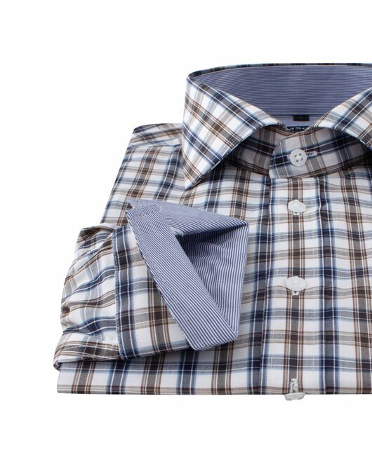 Мужская рубашка в крупную клетку сине-коричневого цвета - 22809 от MSQ 