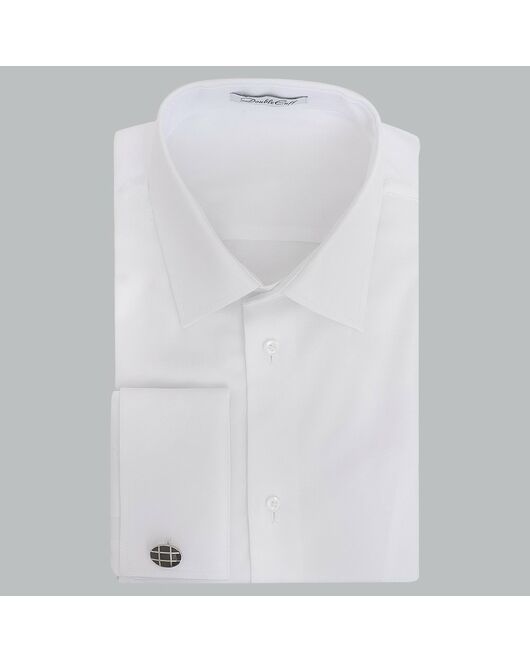 Приталенная мужская рубашка белая под запонки Non-Iron - 7607A от DoubleCuff 