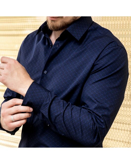 Мужская рубашка темно-синяя под пуговицы - 7610 от DoubleCuff 