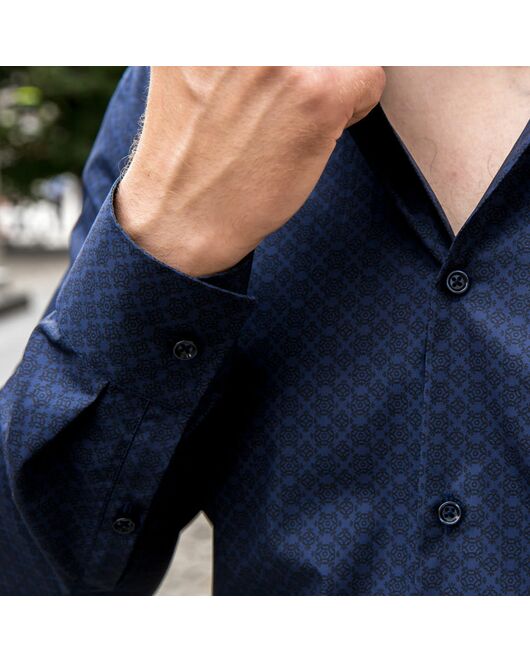 Мужская рубашка темно-синяя под пуговицы - 7610 от DoubleCuff 