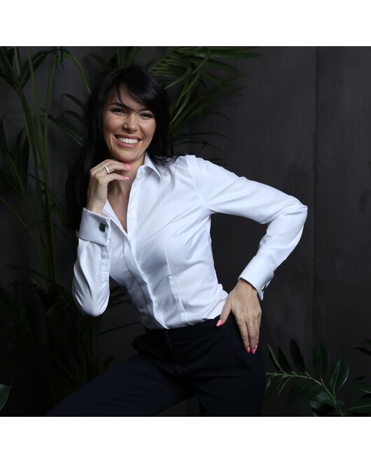 Женская рубашка под запонки белая - 7626 от DoubleCuff 