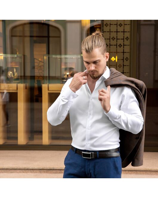 Мужская рубашка под пуговицы белая - 7490 от DoubleCuff 