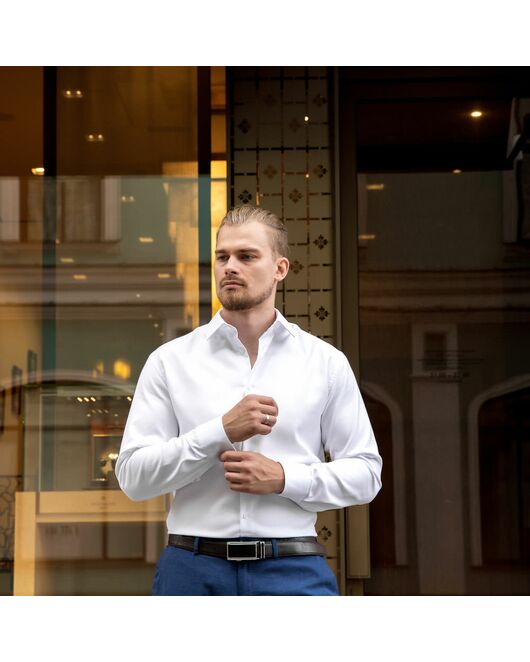 Мужская рубашка под пуговицы белая - 7490 от DoubleCuff 