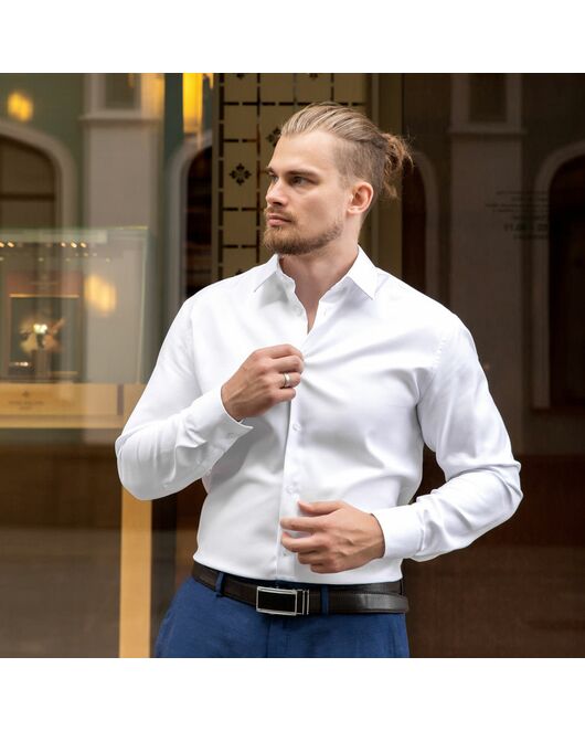 Мужская рубашка под пуговицы белая - 7490 от DoubleCuff 