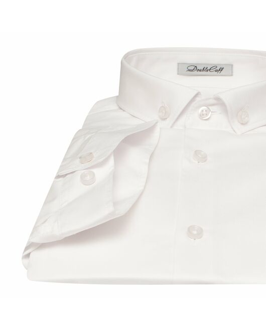 Приталенная мужская рубашка белая короткий рукав - 7562 от DoubleCuff  Приталенная мужская рубашка белая короткий рукав - 7562 от DoubleCuff