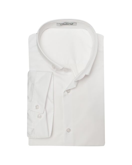 Приталенная мужская рубашка белая короткий рукав - 7562 от DoubleCuff  Приталенная мужская рубашка белая короткий рукав - 7562 от DoubleCuff