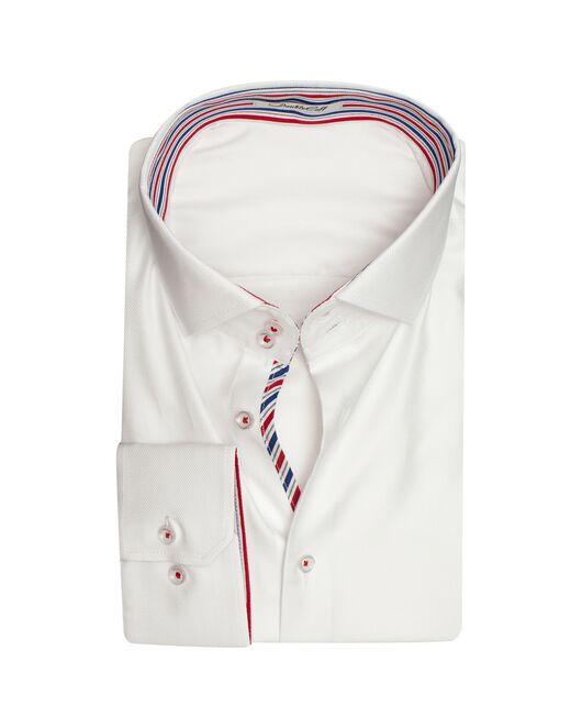 Мужская рубашка под пуговицы белая c контрастными вставками Non-Iron- 7606A от  