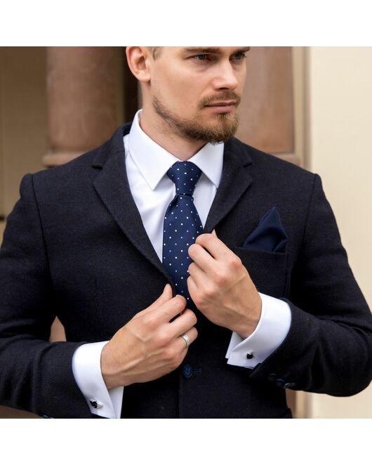 Приталенная мужская рубашка белая под запонки Non-Iron - 7607A от DoubleCuff 