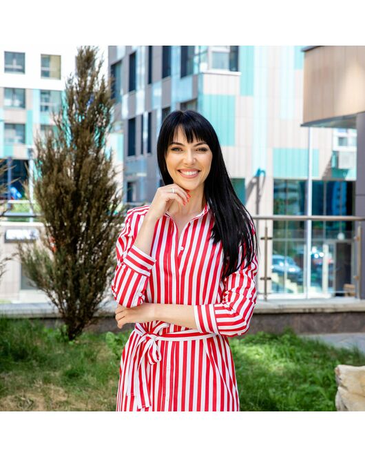 Платье-рубашка в красную полоску с поясом прямой силуэт - 7597 от DoubleCuff 