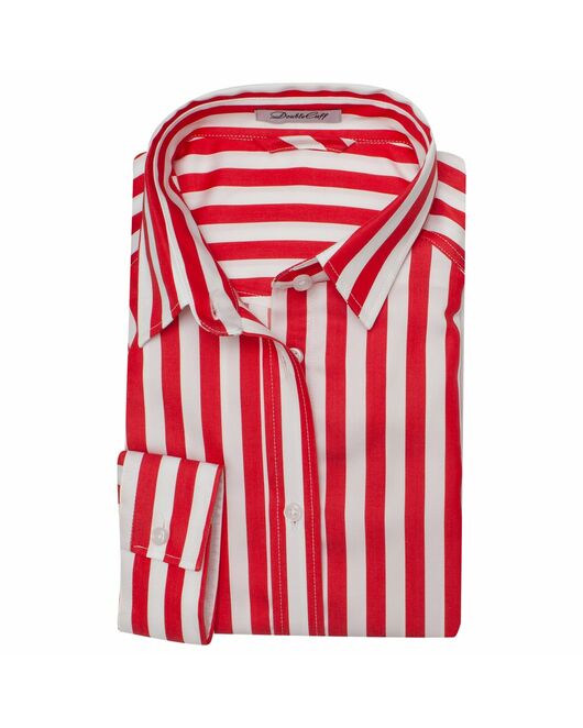 Платье-рубашка в красную полоску с поясом прямой силуэт - 7597 от DoubleCuff 