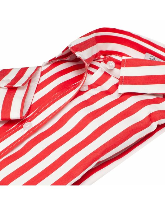 Платье-рубашка в красную полоску с поясом прямой силуэт - 7597 от DoubleCuff 