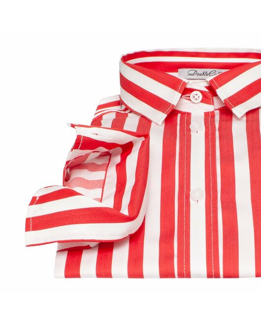 Платье-рубашка в красную полоску с поясом прямой силуэт - 7597 от DoubleCuff 