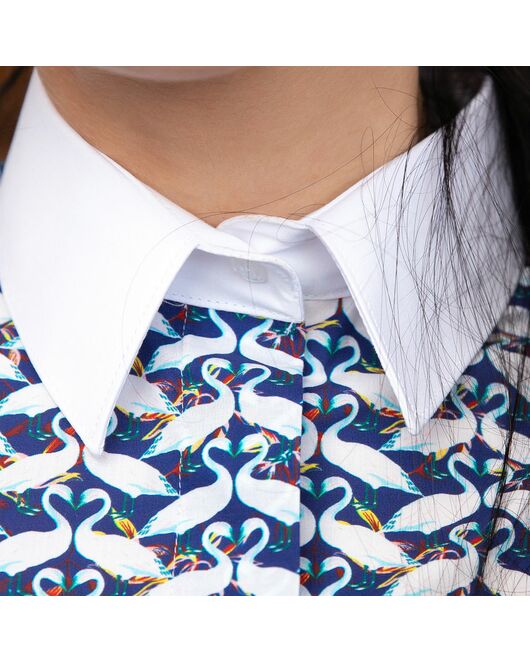 Под пуговицы с супатной застежкой белый воротник и манжеты  -7660 от DoubleCuff 