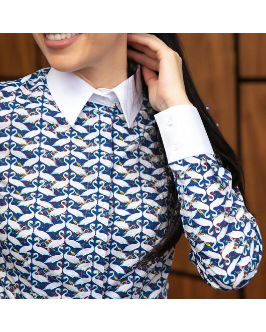 Под пуговицы с супатной застежкой белый воротник и манжеты  -7660 от DoubleCuff 