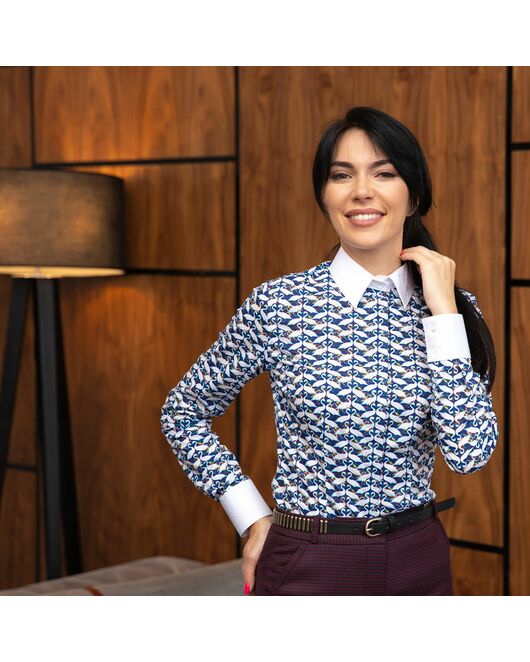 Под пуговицы с супатной застежкой белый воротник и манжеты  -7660 от DoubleCuff 